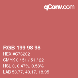 颜色代码: RGB 199 98 98 | qconv.com