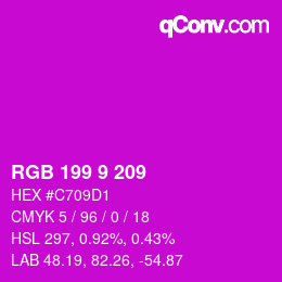 Color code: RGB 199 9 209 | qconv.com