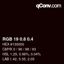 カラーコード: RGB 19 0.8 0.4 | qconv.com