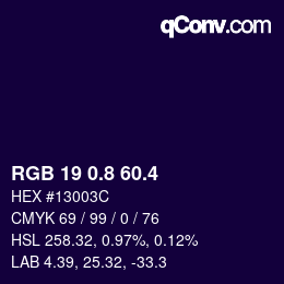 カラーコード: RGB 19 0.8 60.4 | qconv.com