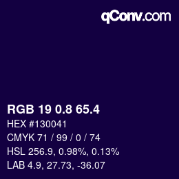カラーコード: RGB 19 0.8 65.4 | qconv.com