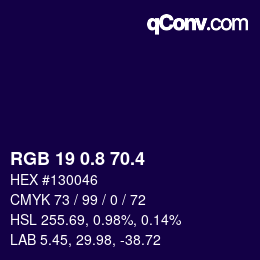 カラーコード: RGB 19 0.8 70.4 | qconv.com