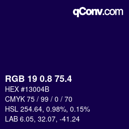 カラーコード: RGB 19 0.8 75.4 | qconv.com