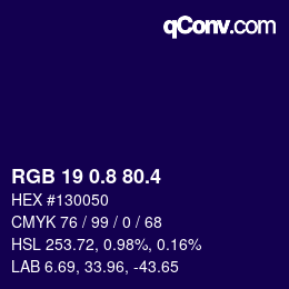 カラーコード: RGB 19 0.8 80.4 | qconv.com