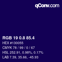 カラーコード: RGB 19 0.8 85.4 | qconv.com