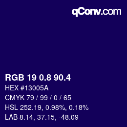 カラーコード: RGB 19 0.8 90.4 | qconv.com