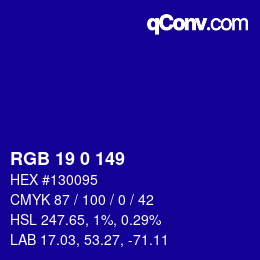 Color code: RGB 19 0 149 | qconv.com