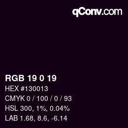 Color code: RGB 19 0 19 | qconv.com