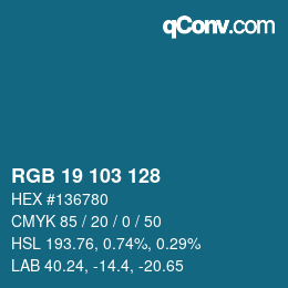 Color code: RGB 19 103 128 | qconv.com