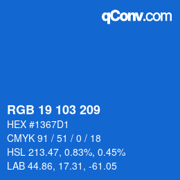 Color code: RGB 19 103 209 | qconv.com