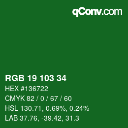 カラーコード: RGB 19 103 34 | qconv.com