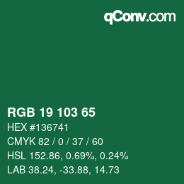 カラーコード: RGB 19 103 65 | qconv.com