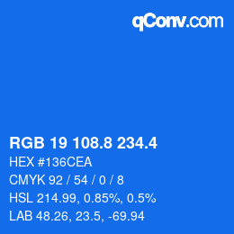 カラーコード: RGB 19 108.8 234.4 | qconv.com