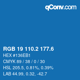 カラーコード: RGB 19 110.2 177.6 | qconv.com