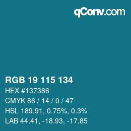 Color code: RGB 19 115 134 | qconv.com