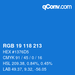 カラーコード: RGB 19 118 213 | qconv.com