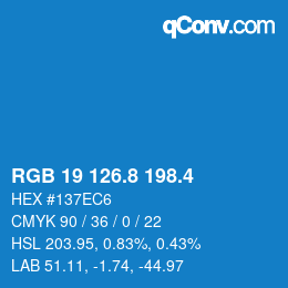 カラーコード: RGB 19 126.8 198.4 | qconv.com