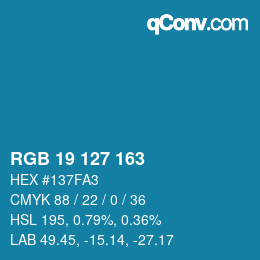 Color code: RGB 19 127 163 | qconv.com