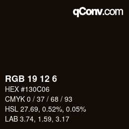 Color code: RGB 19 12 6 | qconv.com