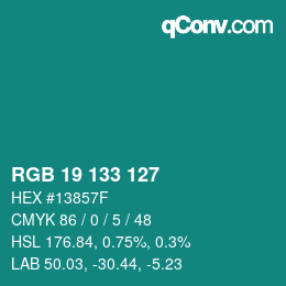 颜色代码: RGB 19 133 127 | qconv.com