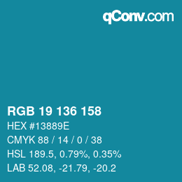 Color code: RGB 19 136 158 | qconv.com