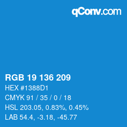 Color code: RGB 19 136 209 | qconv.com