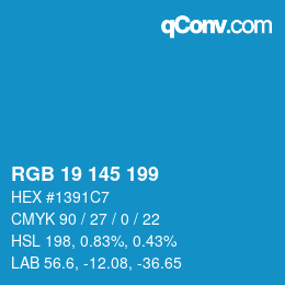 Color code: RGB 19 145 199 | qconv.com