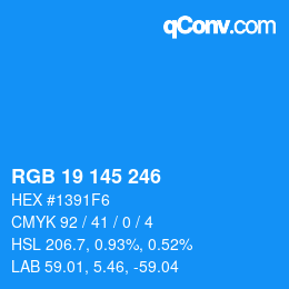 Color code: RGB 19 145 246 | qconv.com