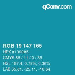 Color code: RGB 19 147 165 | qconv.com