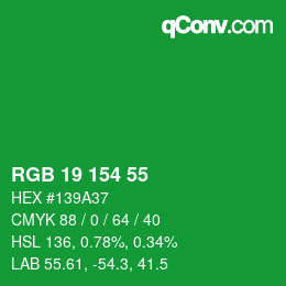 Color code: RGB 19 154 55 | qconv.com