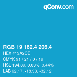 カラーコード: RGB 19 162.4 206.4 | qconv.com