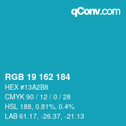 Color code: RGB 19 162 184 | qconv.com