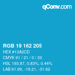 Color code: RGB 19 162 205 | qconv.com
