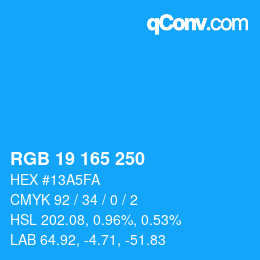 Color code: RGB 19 165 250 | qconv.com