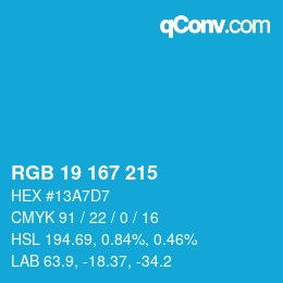 Color code: RGB 19 167 215 | qconv.com
