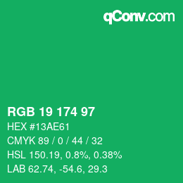 Color code: RGB 19 174 97 | qconv.com