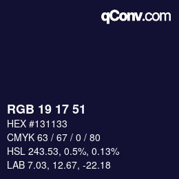 カラーコード: RGB 19 17 51 | qconv.com