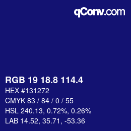 カラーコード: RGB 19 18.8 114.4 | qconv.com