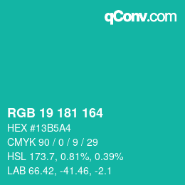 颜色代码: RGB 19 181 164 | qconv.com