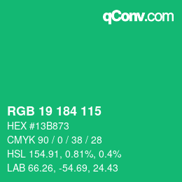 Farbcode: RGB 19 184 115 | qconv.com