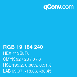 Color code: RGB 19 184 240 | qconv.com