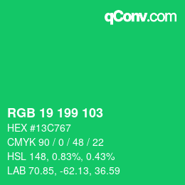 Color code: RGB 19 199 103 | qconv.com
