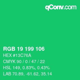 Color code: RGB 19 199 106 | qconv.com