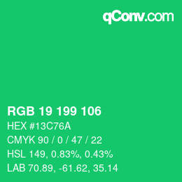 Color code: RGB 19 199 106 | qconv.com