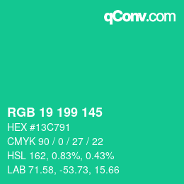 Color code: RGB 19 199 145 | qconv.com