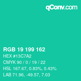 Color code: RGB 19 199 162 | qconv.com