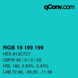 Color code: RGB 19 199 199 | qconv.com