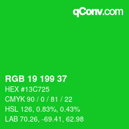 Color code: RGB 19 199 37 | qconv.com