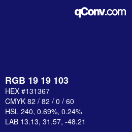 Color code: RGB 19 19 103 | qconv.com