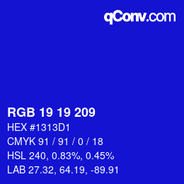 Código de color: RGB 19 19 209 | qconv.com